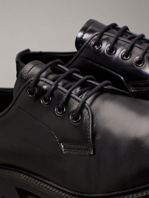 ck black leather lace-up shoes for women calvin klein