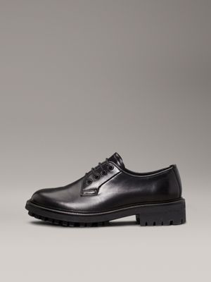 ck black leather lace-up shoes for women calvin klein