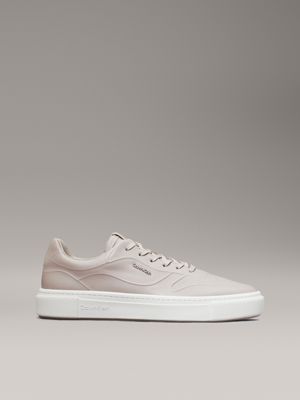 beige pearlised leather trainers for women calvin klein