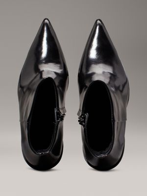 ck black leren enkellaarsjes met sleehak voor dames - calvin klein
