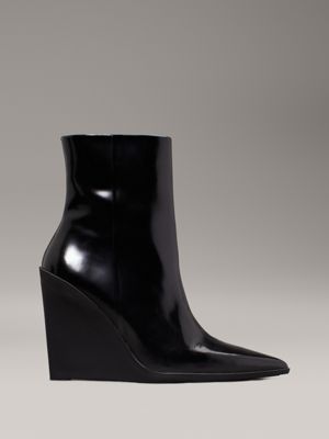 Patent leather wedge boots on sale