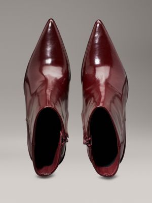 oxblood leather wedge ankle boots for women calvin klein