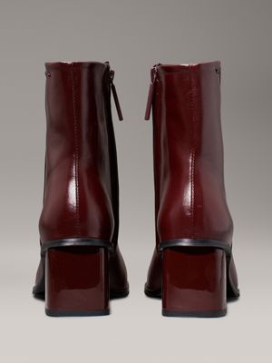 oxblood leather wedge ankle boots for women calvin klein