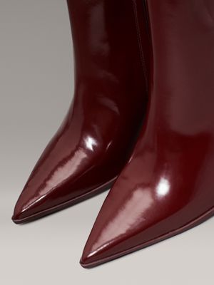 oxblood leather wedge ankle boots for women calvin klein