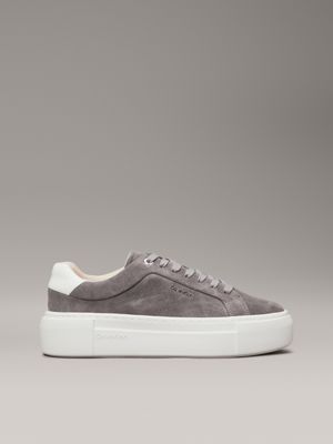 grey suede platform trainers for women calvin klein