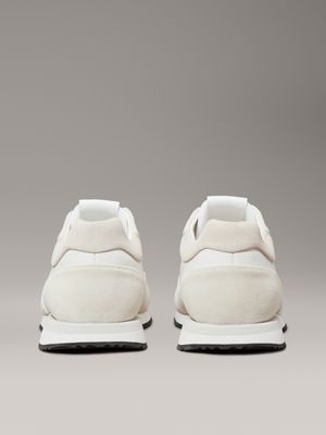 white/dk ecru leather low profile trainers for women calvin klein