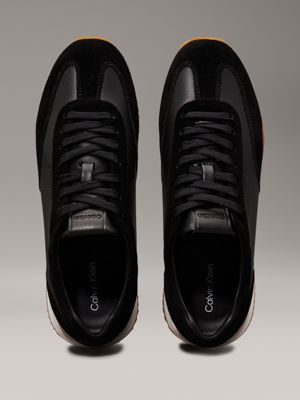 sneaker dal profilo basso in pelle ck black da donne calvin klein