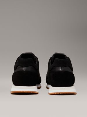 sneaker dal profilo basso in pelle ck black da donne calvin klein