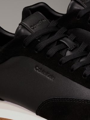 sneaker dal profilo basso in pelle ck black da donne calvin klein