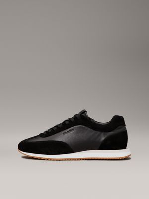 sneaker dal profilo basso in pelle ck black da donne calvin klein