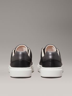 black/gunmetal leather trainers for women calvin klein