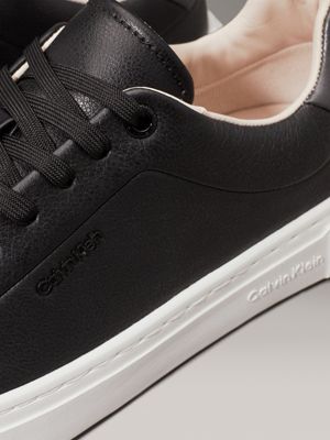 black/gunmetal leather trainers for women calvin klein