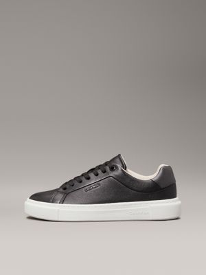 black/gunmetal leather trainers for women calvin klein