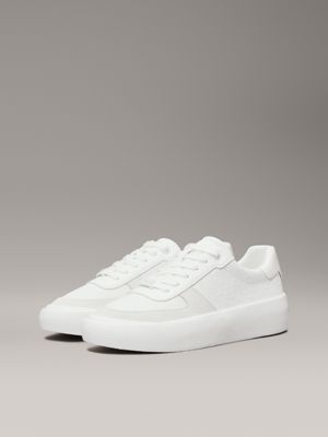 triple white mono logo-sneakers für damen - calvin klein