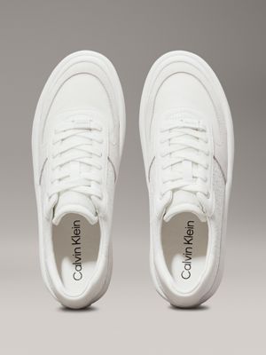 triple white mono logo-sneakers für damen - calvin klein