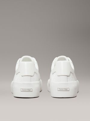 triple white mono logo-sneakers für damen - calvin klein