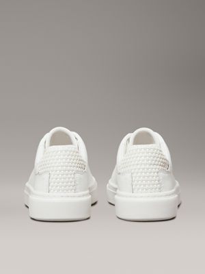 triple white leather trainers for women calvin klein