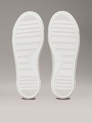 triple white leather trainers for women calvin klein