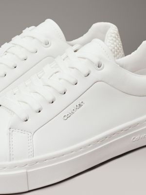 triple white leather trainers for women calvin klein