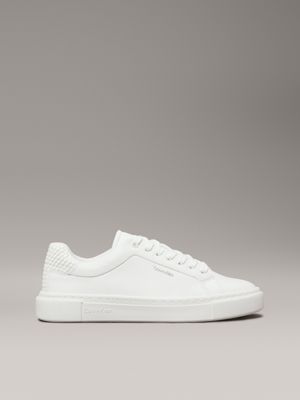 bright white leather trainers for women calvin klein