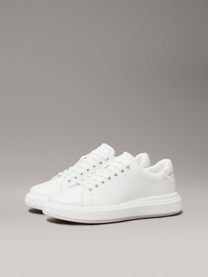 triple white leather trainers for women calvin klein