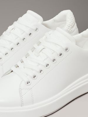 triple white leather trainers for women calvin klein