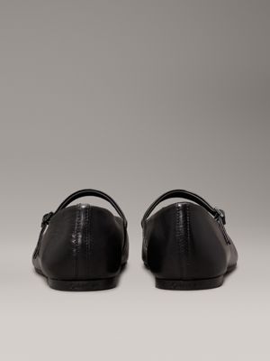 ck black leather mary jane ballerinas for women calvin klein