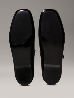 ck black leather mary jane ballerinas for women calvin klein