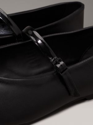 ck black leather mary jane ballerinas for women calvin klein