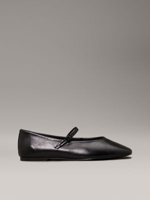 black leather mary jane ballerinas for women calvin klein