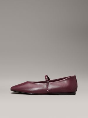 vineyard wine leather mary jane ballerinas for women calvin klein