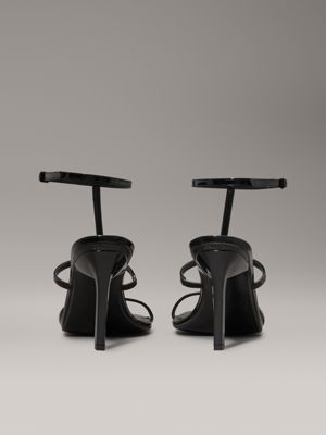 ck black römer-sandalen mit absatz aus leder für damen - calvin klein