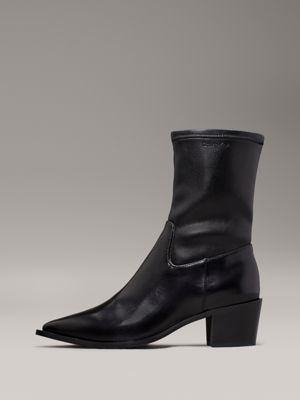 Leather Stretch Cowboy Boots Calvin Klein HW0HW02314BEH