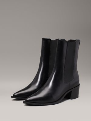 ck black leather cowboy boots for women calvin klein