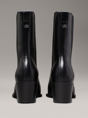 ck black leather cowboy boots for women calvin klein