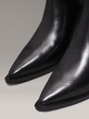 ck black leather cowboy boots for women calvin klein