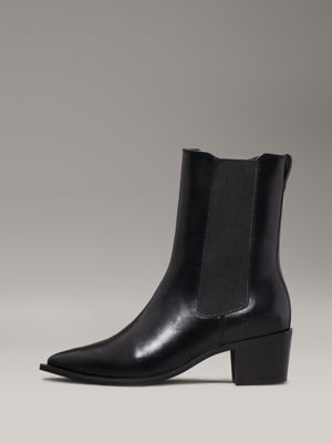 ck black leather cowboy boots for women calvin klein