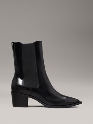 black leather cowboy boots for women calvin klein