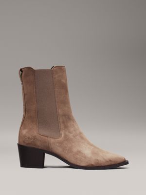 brown suede cowboy boots for women calvin klein