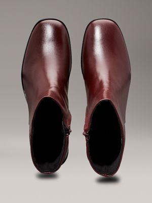 oxblood leather square toe ankle boots for women calvin klein