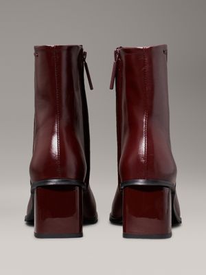 oxblood leather square toe ankle boots for women calvin klein