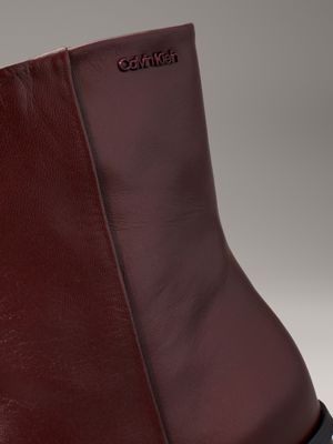 oxblood leather square toe ankle boots for women calvin klein