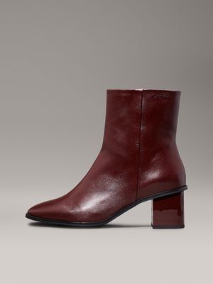 oxblood leather square toe ankle boots for women calvin klein