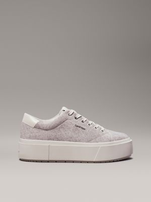 beige felt platform trainers for women calvin klein