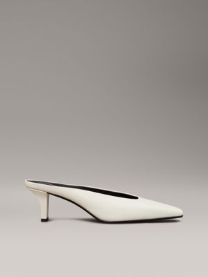 beige leather mule pumps for women calvin klein