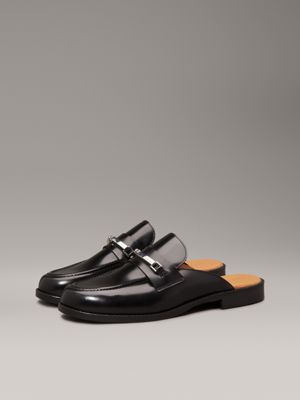 ck black leather mules for women calvin klein