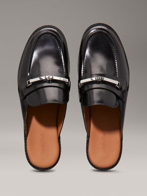 ck black leather mules for women calvin klein