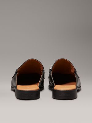 ck black leather mules for women calvin klein