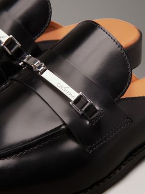 ck black leather mules for women calvin klein