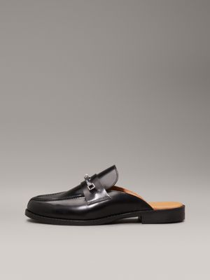 ck black leather mules for women calvin klein